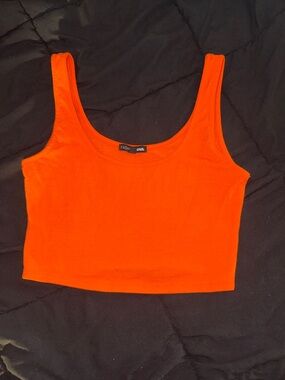 Fashion Nova Neon Orange Scoop Neck Crop Top